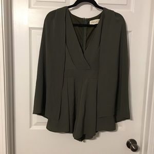 Olive green romper with cape